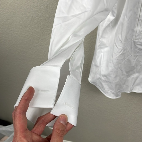 NWT David Donahue Trim Fit 18 Pleated Bib Front Formal Shirt White Sz 17.5 - Picture 4 of 13